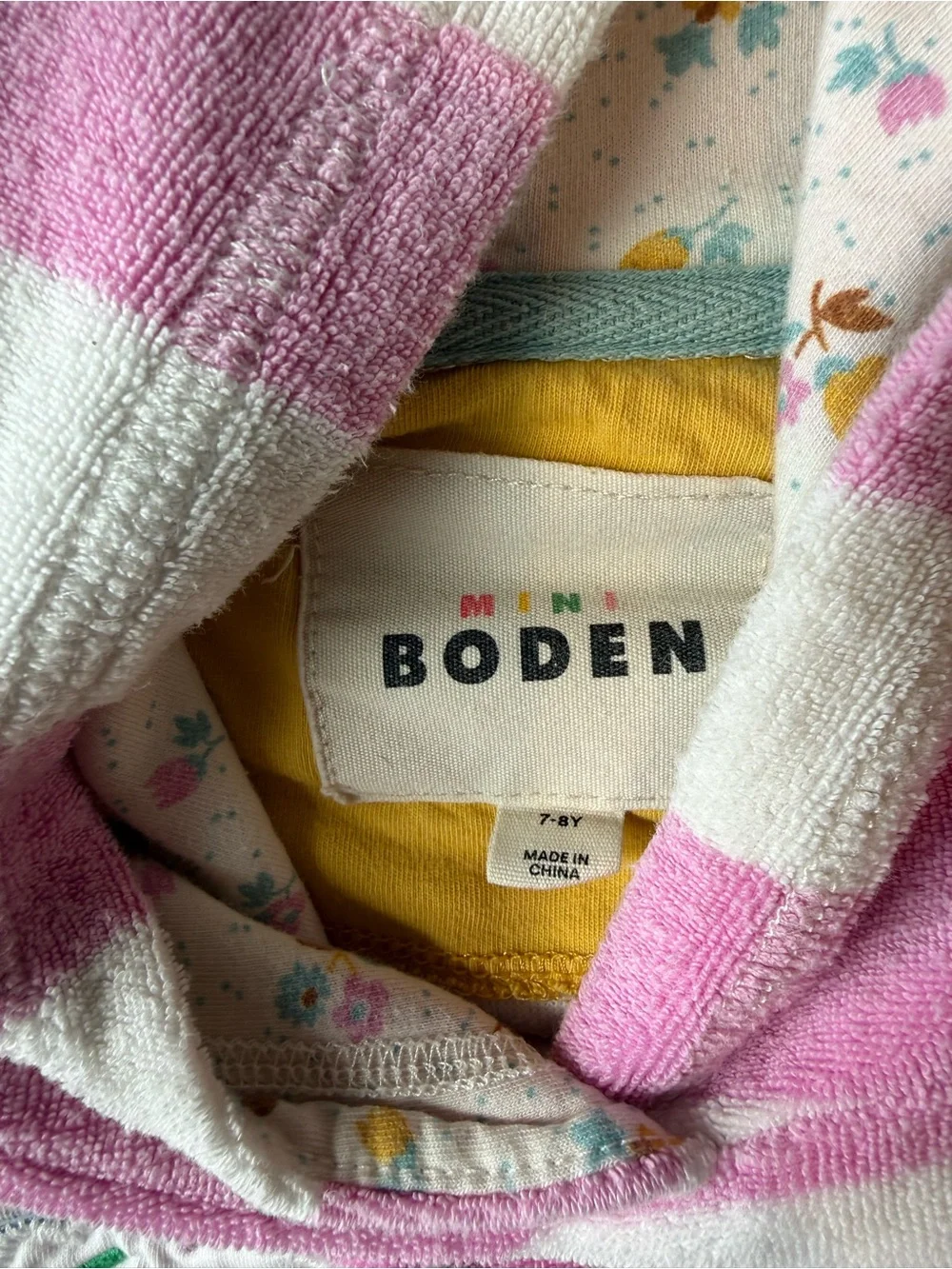Mini Boden Hooded Terry Cloth Towel Dress with Desserts